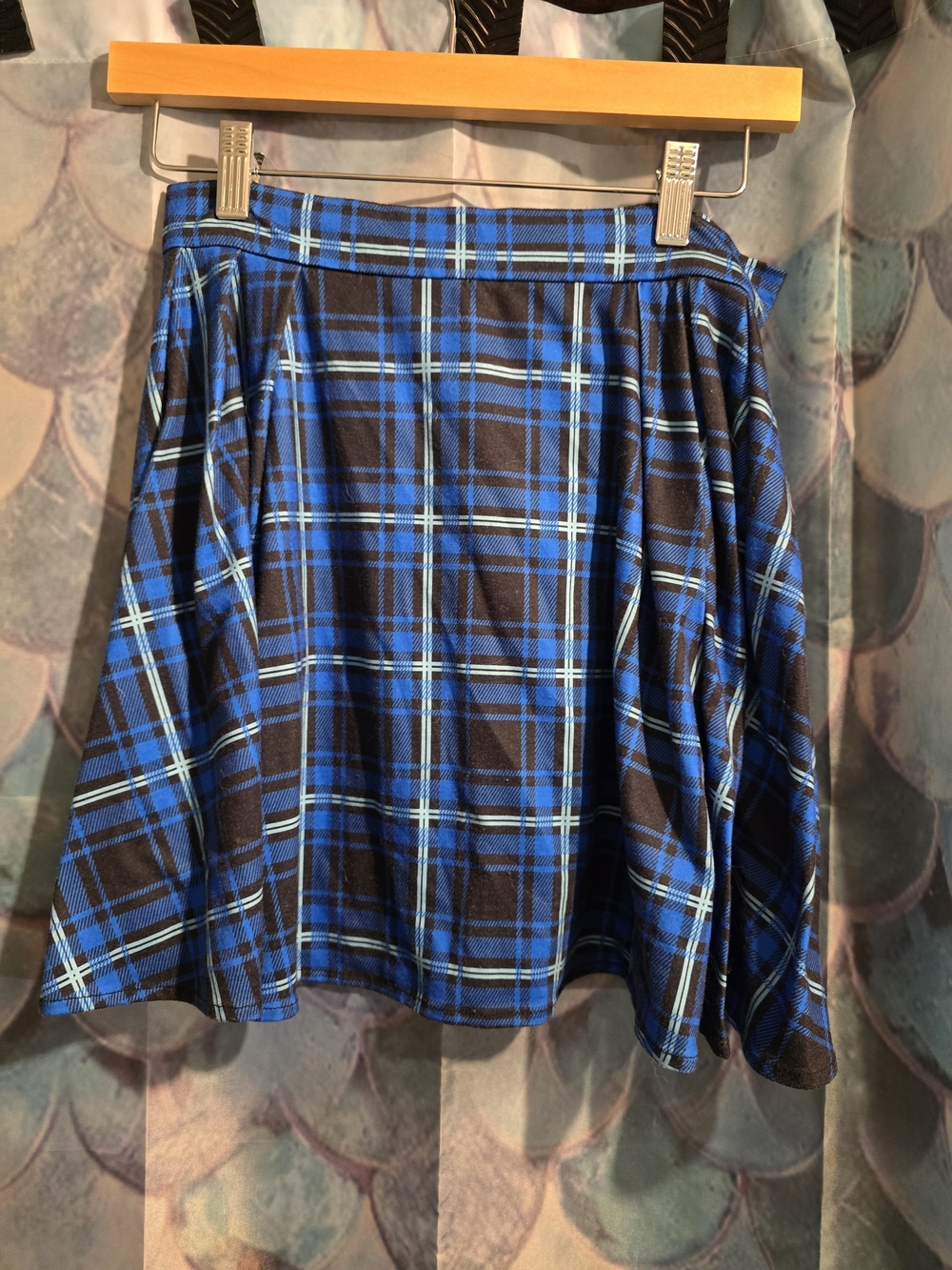 Women's Blue Plaid Circle Skirt